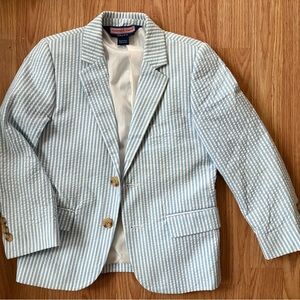 Vineyard Vines Light Blue and White Striped Blazer size 5